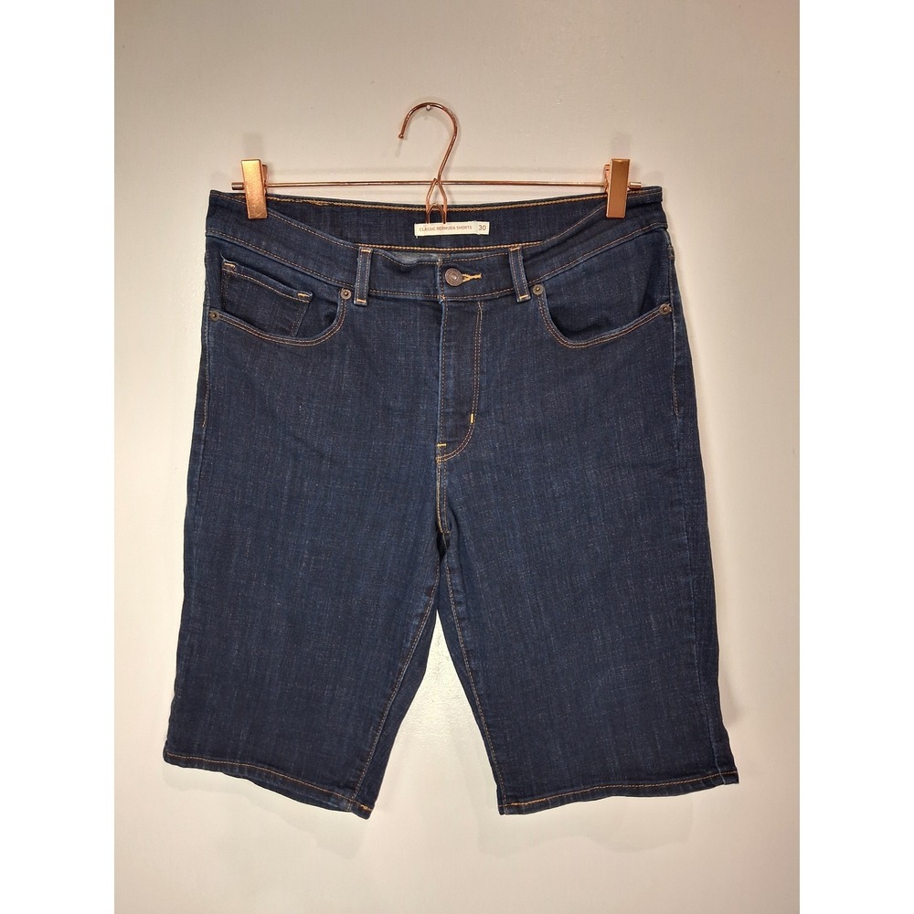 Levis Classic Bermuda Shorts Womens 30 Dark Indigo Blue Denim Mid Rise 2